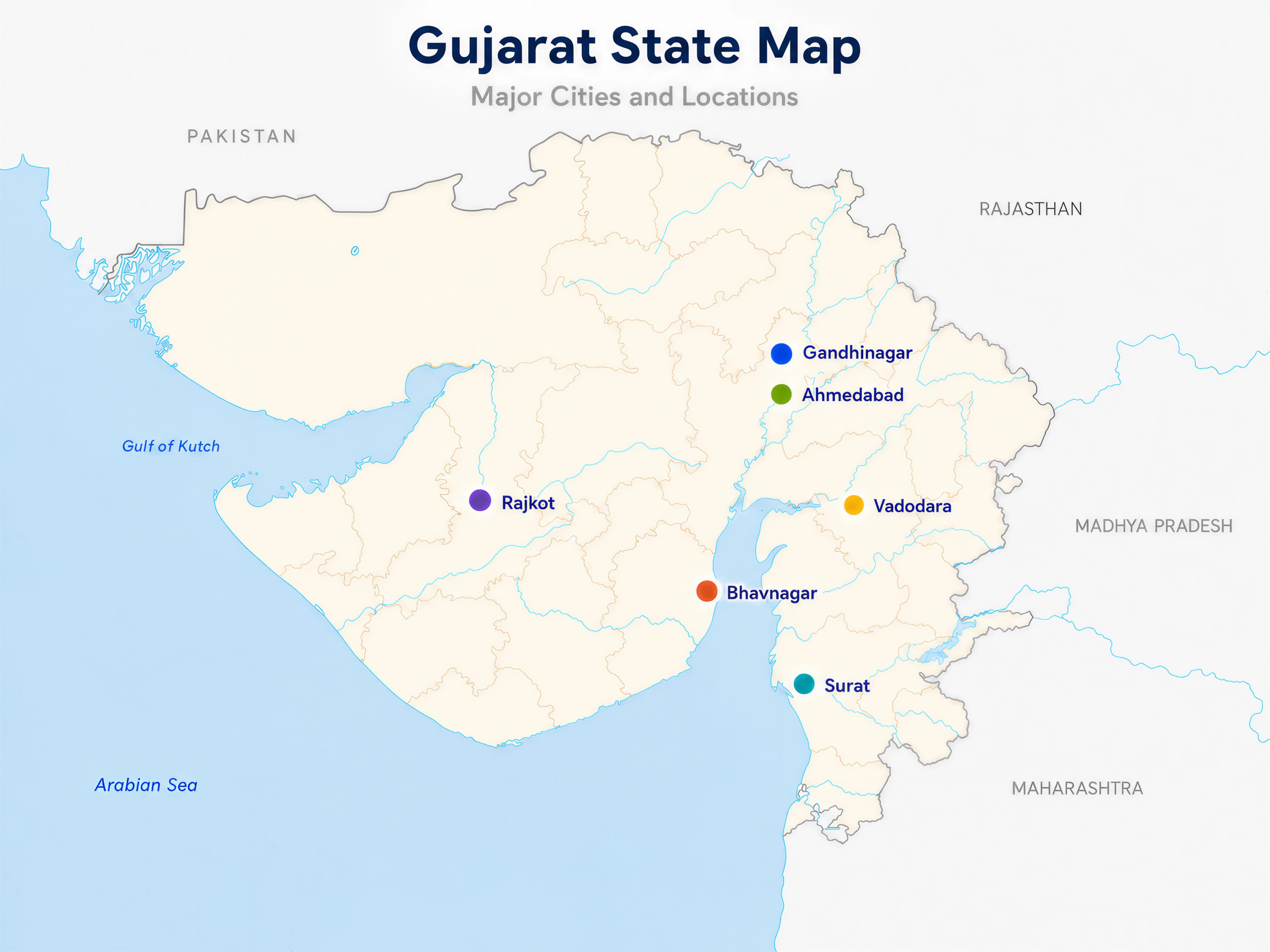Gujarat map showing SproutSong focus cities
