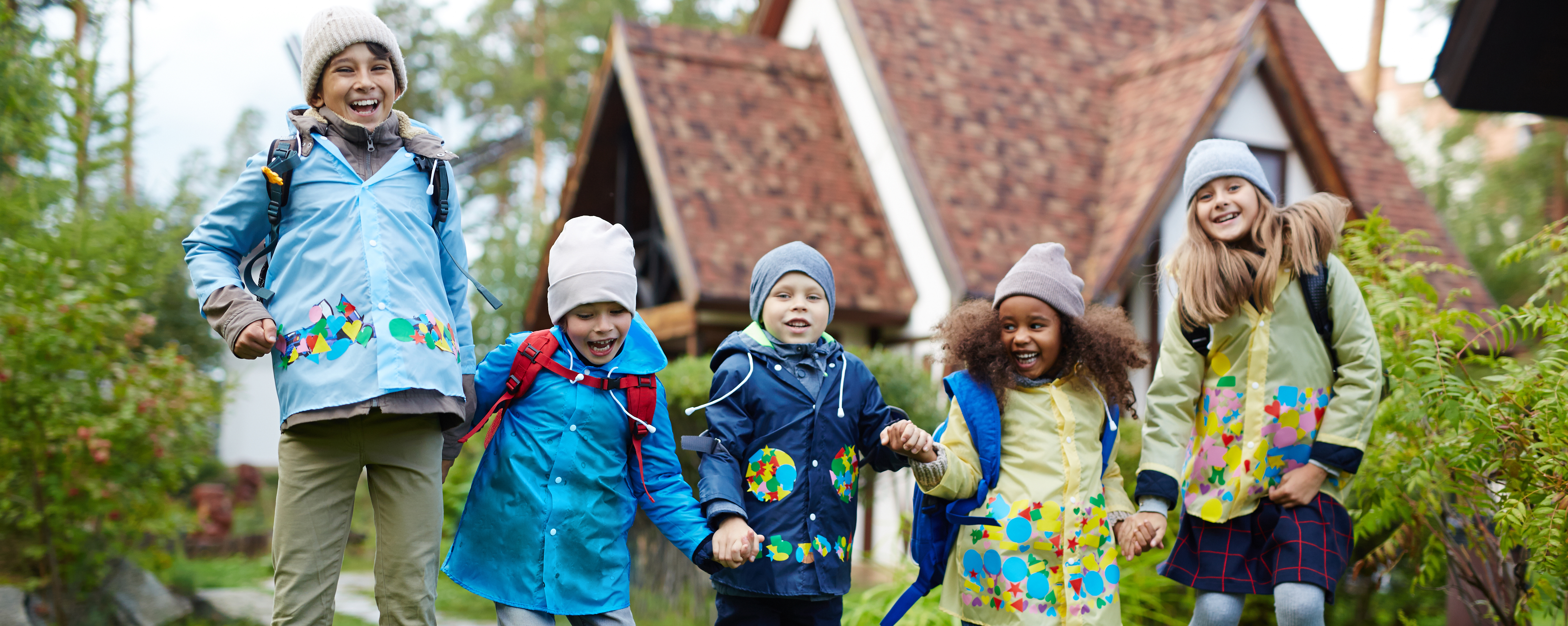 Students walking together towards school